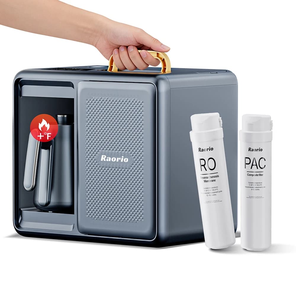RaoRio Countertop RO Water Filter, Portable Reverse Osmosis System with Heating & UV, for Home & Anywhere