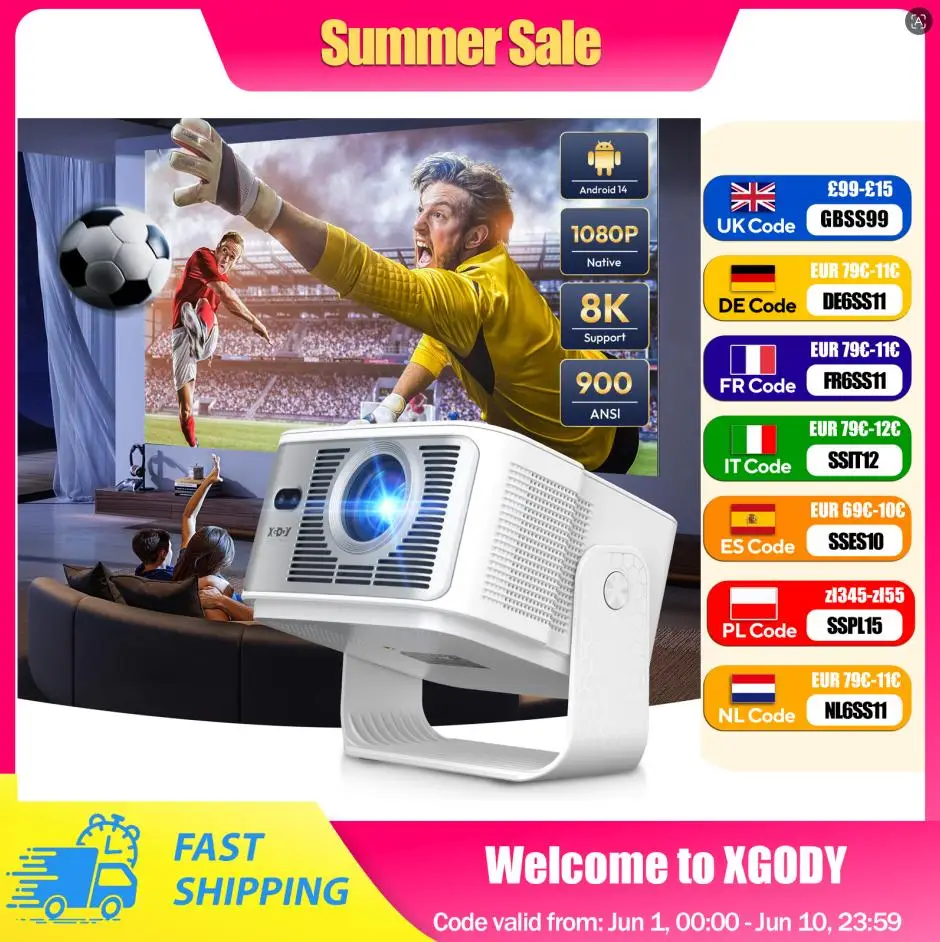 XGODY Gimbal 7 projector 900ANSI 8K 2GB