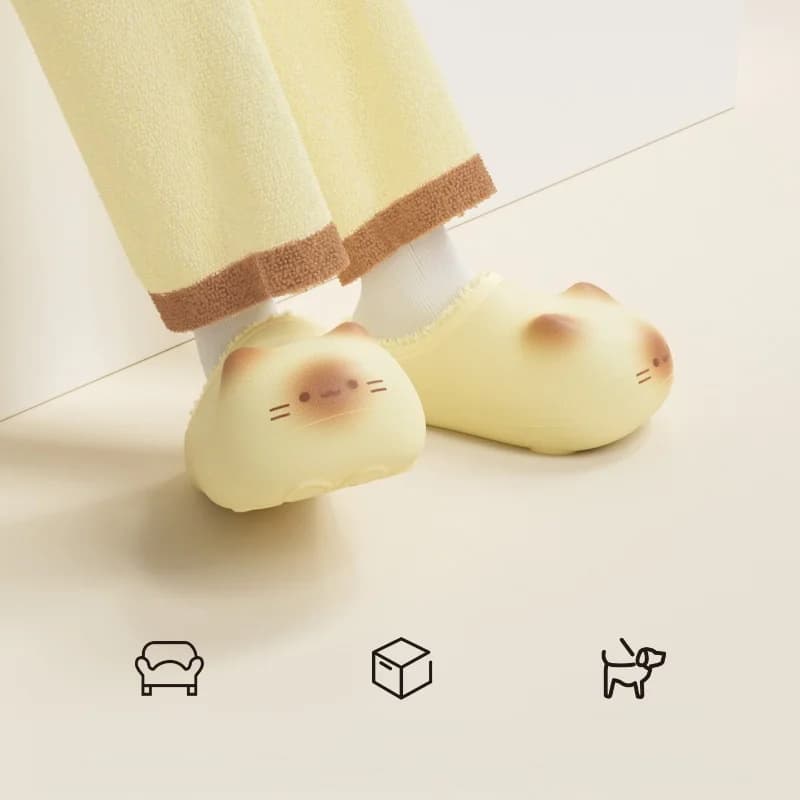 New Bottom Cat Paw Slippers Women's Waterproof Indoor Outdoor Shoes Woman Closed Back Slippers Home Slip On Shoes Woman Slipper