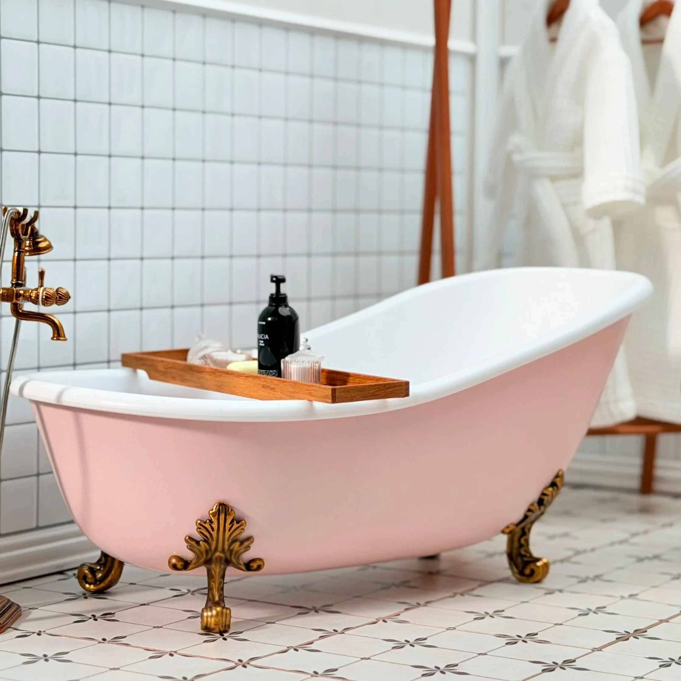 1:6 Doll House Mini Model Furniture Accessories Vintage Bathtub Vertical Faucet Bjd Blyth Soldier Lol Bathroom Miniatures Decor