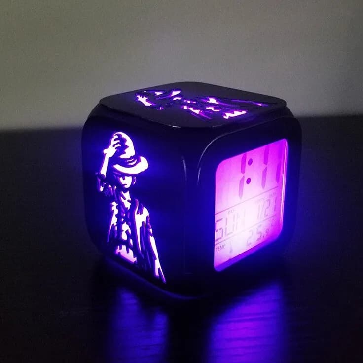 New One Piece Luffy Alarm Clocks Anime 3D Night Light Color Change 7 Led Desk Home Decor Cartoon Kids Gift