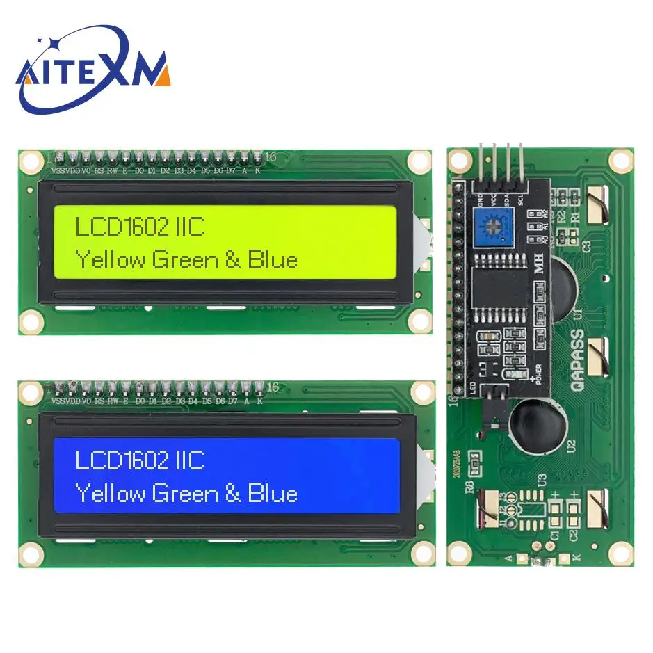 Модуль дисплея LCD1602 I2C, синьо-зелений екран