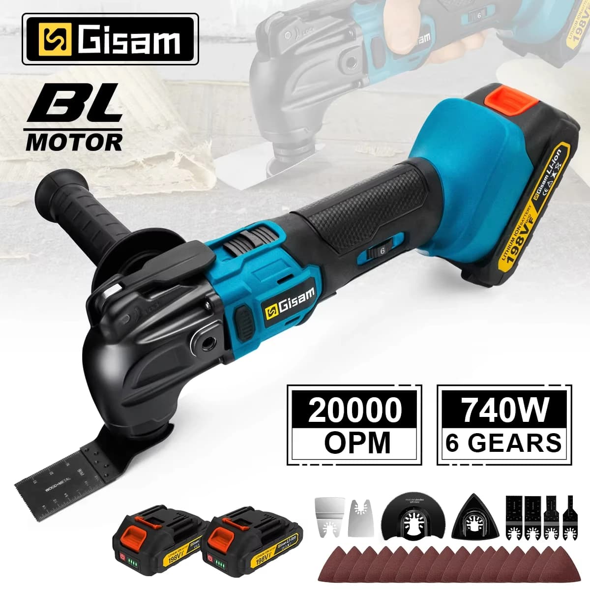 Gisam 20000OPM Cordless Quickrelease Oscillating Tool