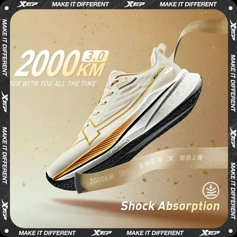Xtep 2000km 3.0 Running Shoes For Men 2025 Spring Sneakers Cushioning Training Jogging Wear-Resistant Lightweight 875119110032
