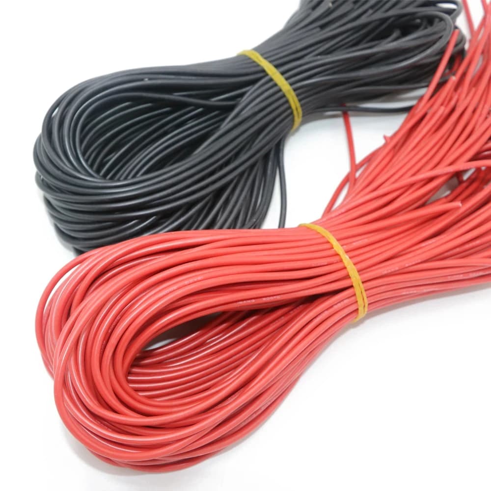 10 m silicone wire, red and black