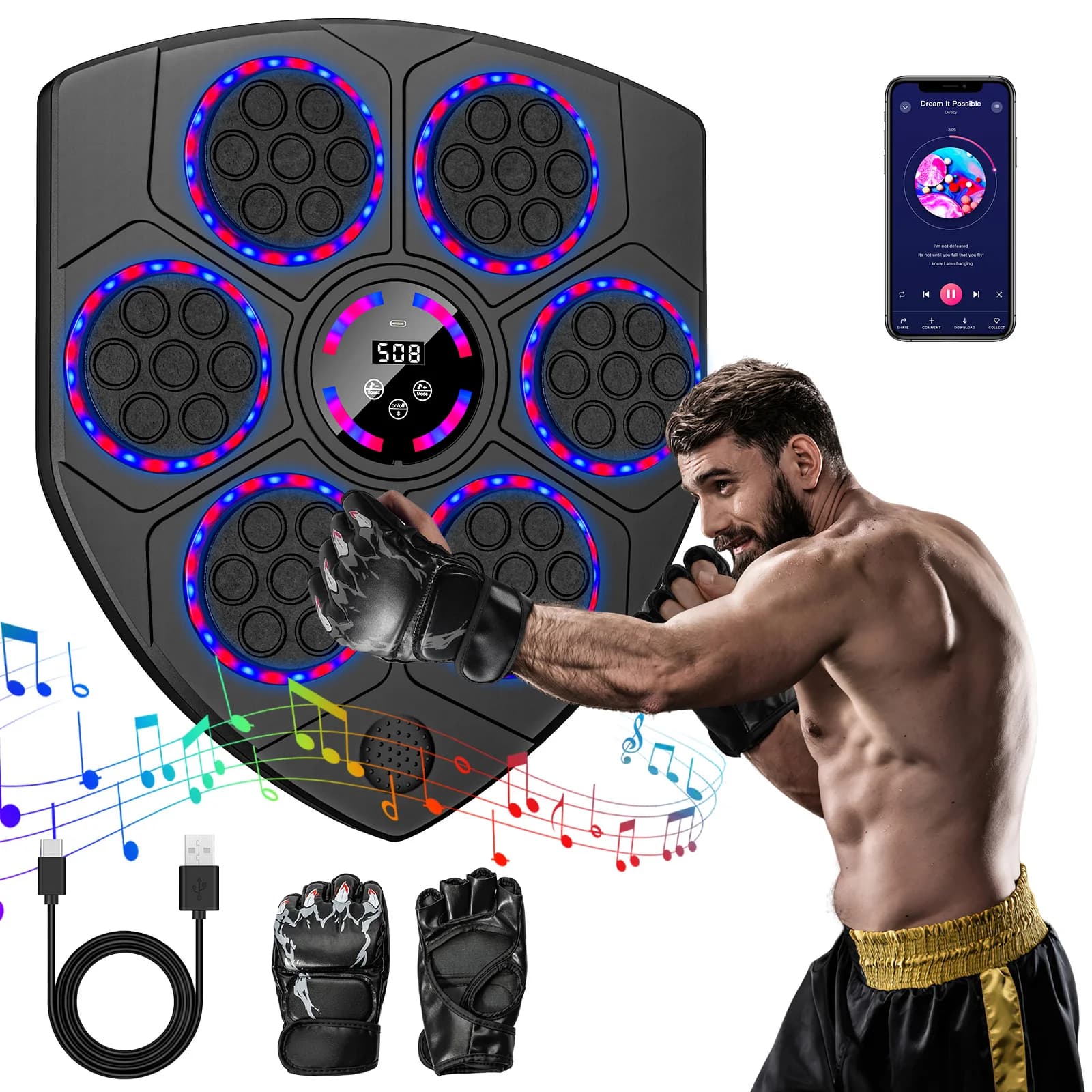 Muzyczna tarcza bokserska Bluetooth