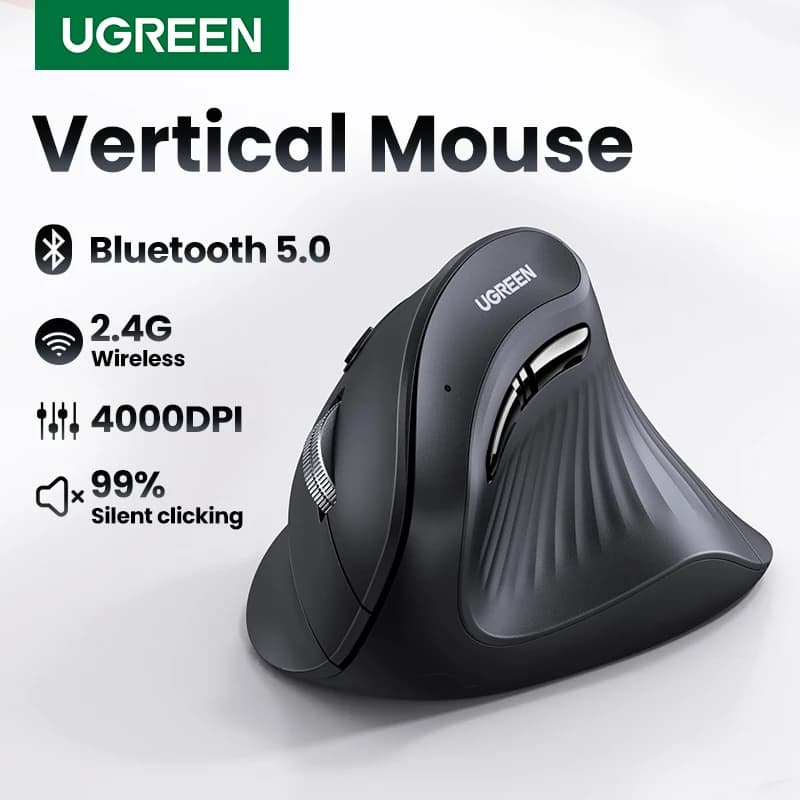 UGREEN pionowa mysz bezprzewodowa Bluetooth5.0 2.4G ergonomiczna