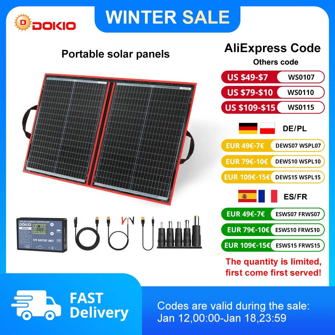 Dokio 18V 100/160/200/300 W Portable Foldable Solar