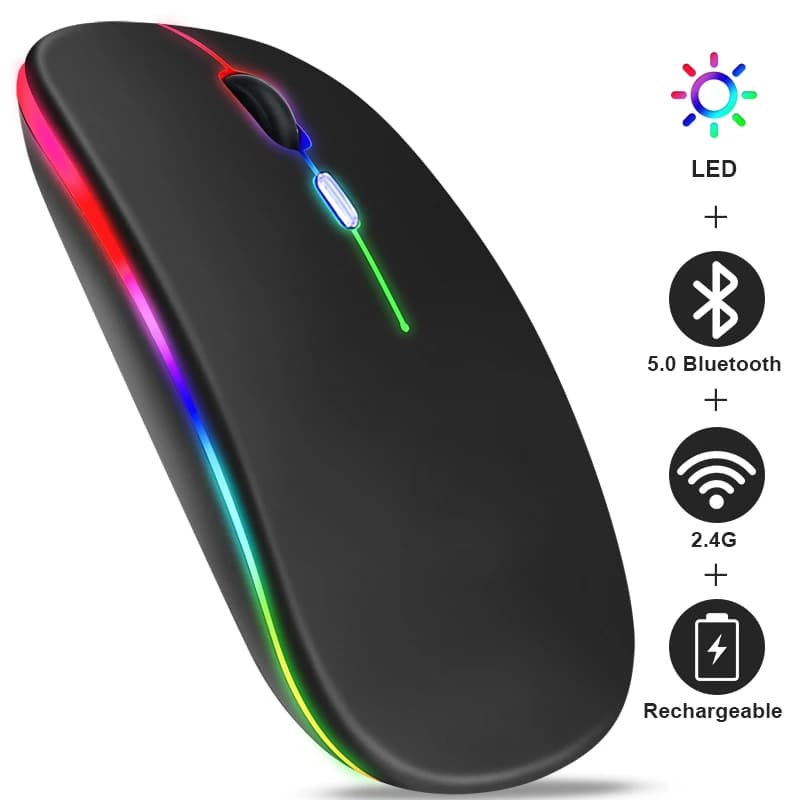Rechargeable Bluetooth Wireless Mouse with 2.4GHz USB