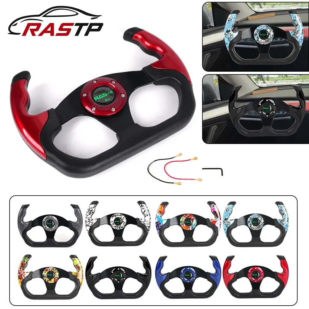 RASTP-12.8"/325mm Racing Steering Wheel 6 Bolts Multicolored Graffiti Pattern Sim Drift Racing Steering Wheel D Shape STW046