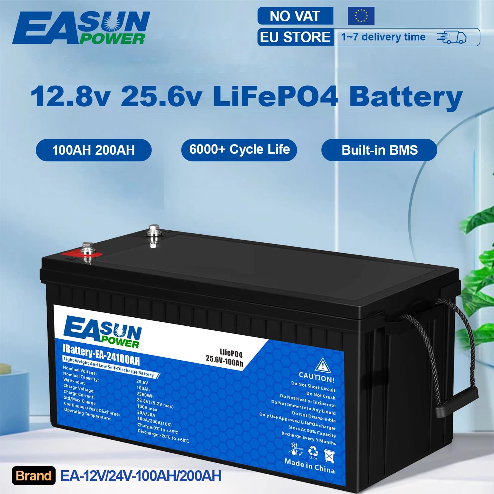 EASUN Li Fe PO4 Battery 12V 24V