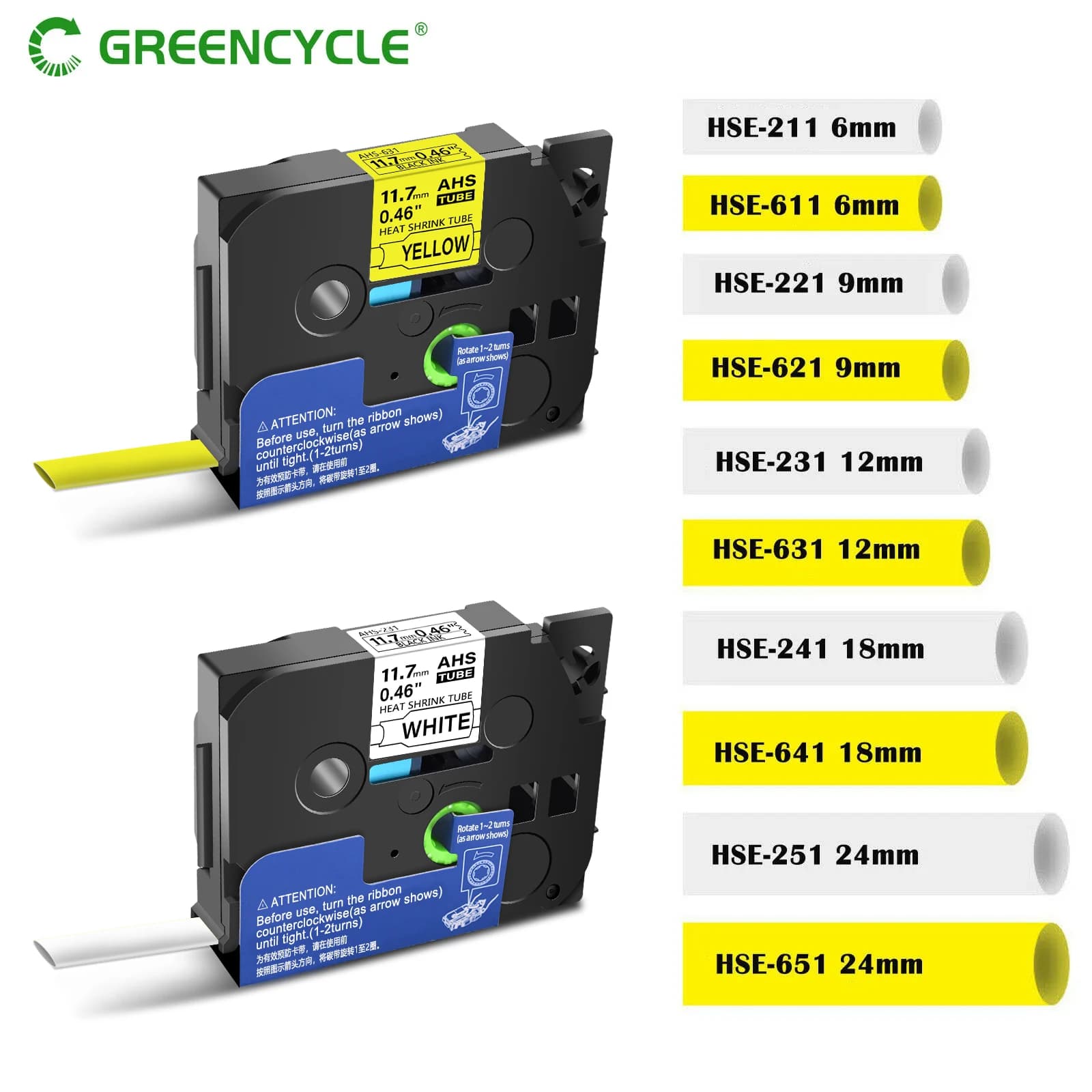 Heat-shrink tube tape for Brother labelers