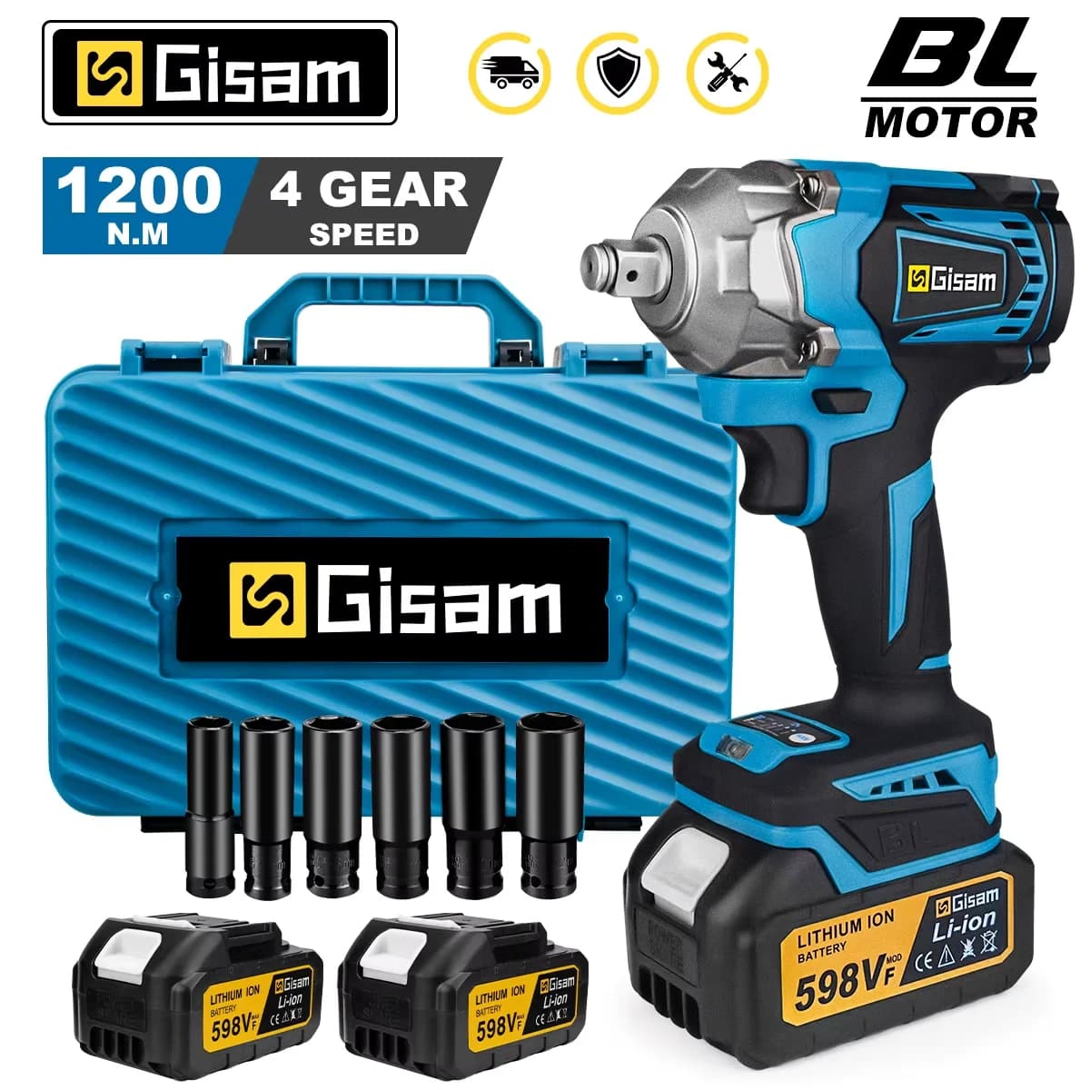 Gisam 1200N.M torque brushless electric impact wrench