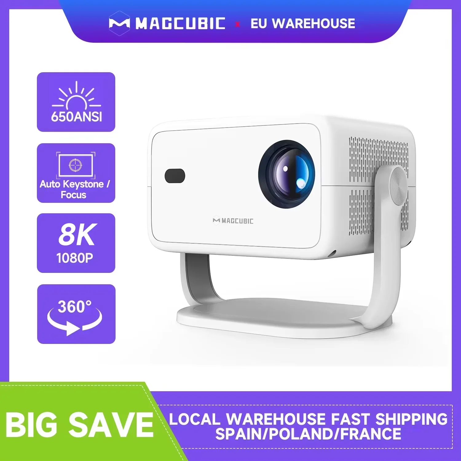 Magcubic Native 1080P 650ANSI 8K Android14 L018