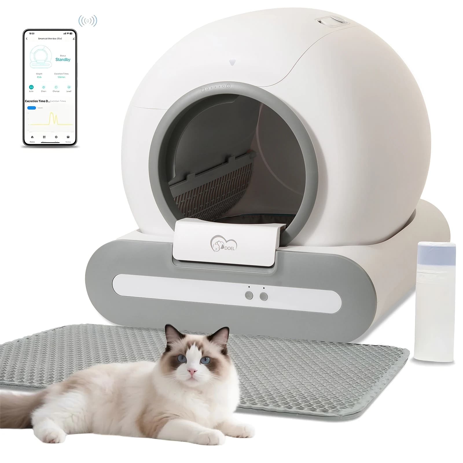 DOEL 65L Self-Cleaning Cat Litter Box App