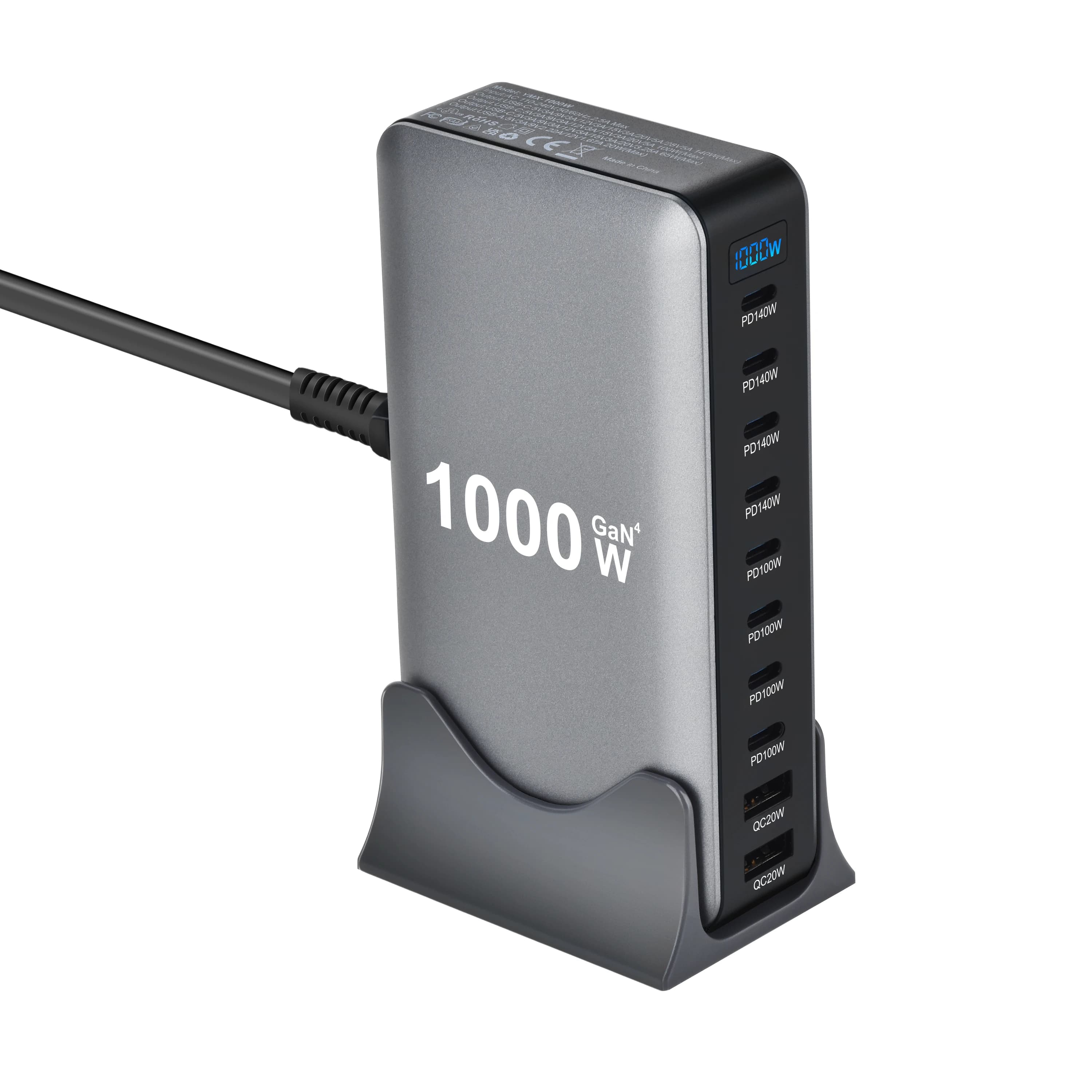 1000W GaN Fast Charger PD3.1 USB Type C 10-Port DesktopFast Charging Station Adapter for Mobile & Tablets Dropshipping