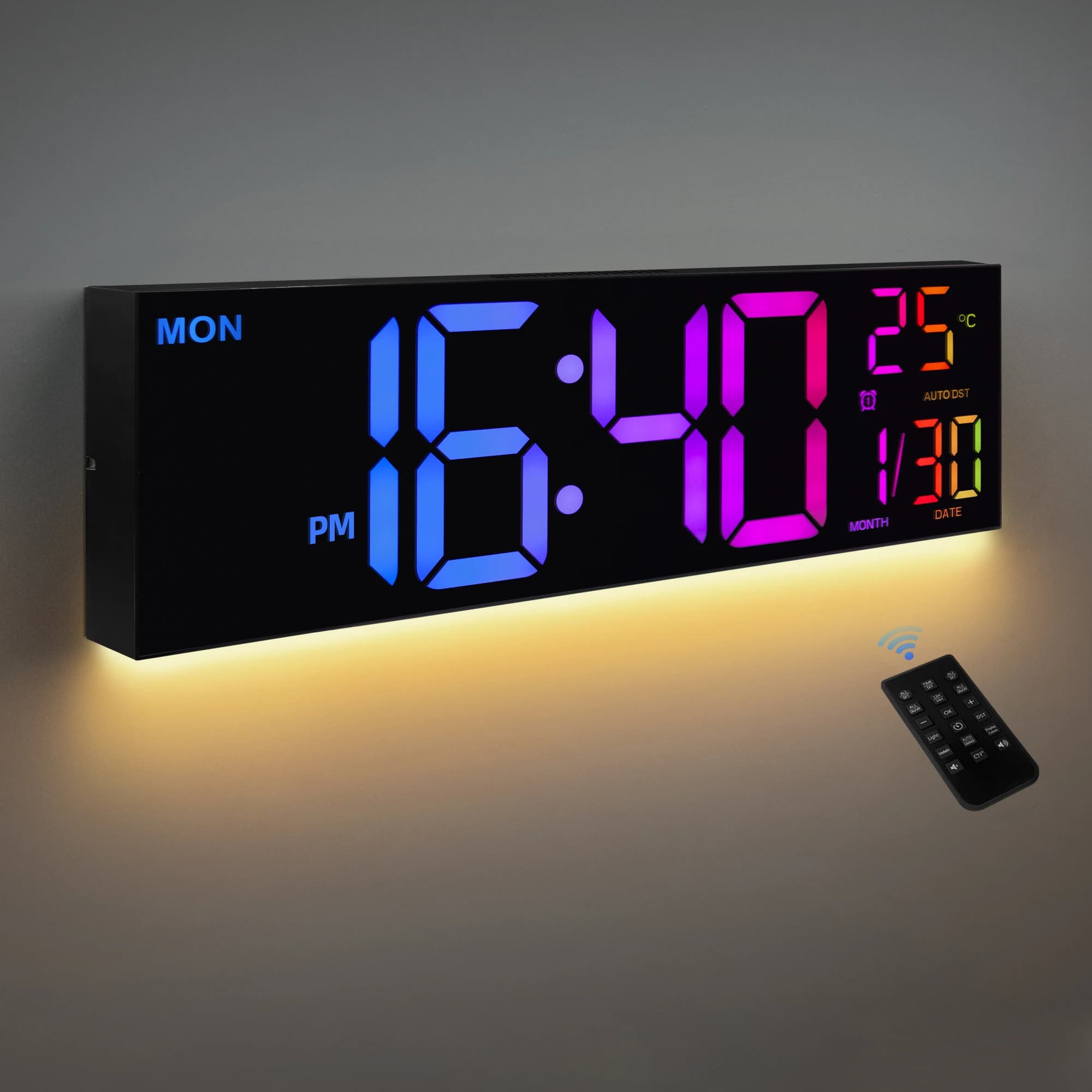 Large 16-inch LED wall clock