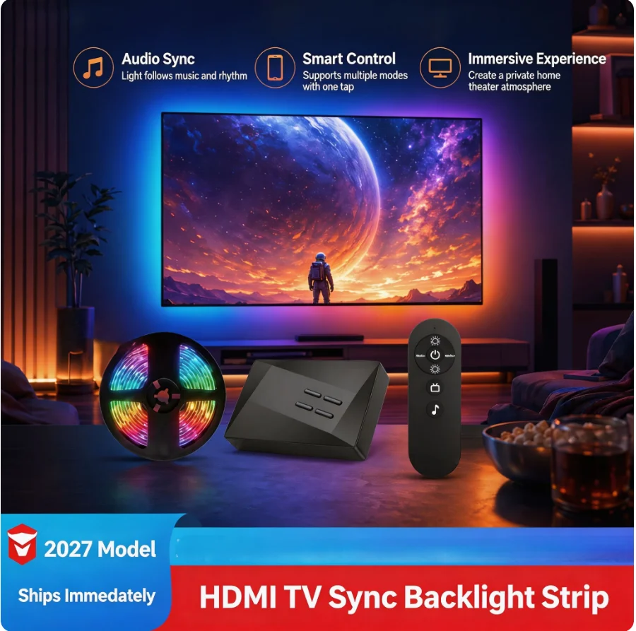 TV Ambient Light Color restoration 98% 0 delay TV Backlight Overflow Light Ambient LED Strip for PS5 PS4 Xbox Set-box TV Stick