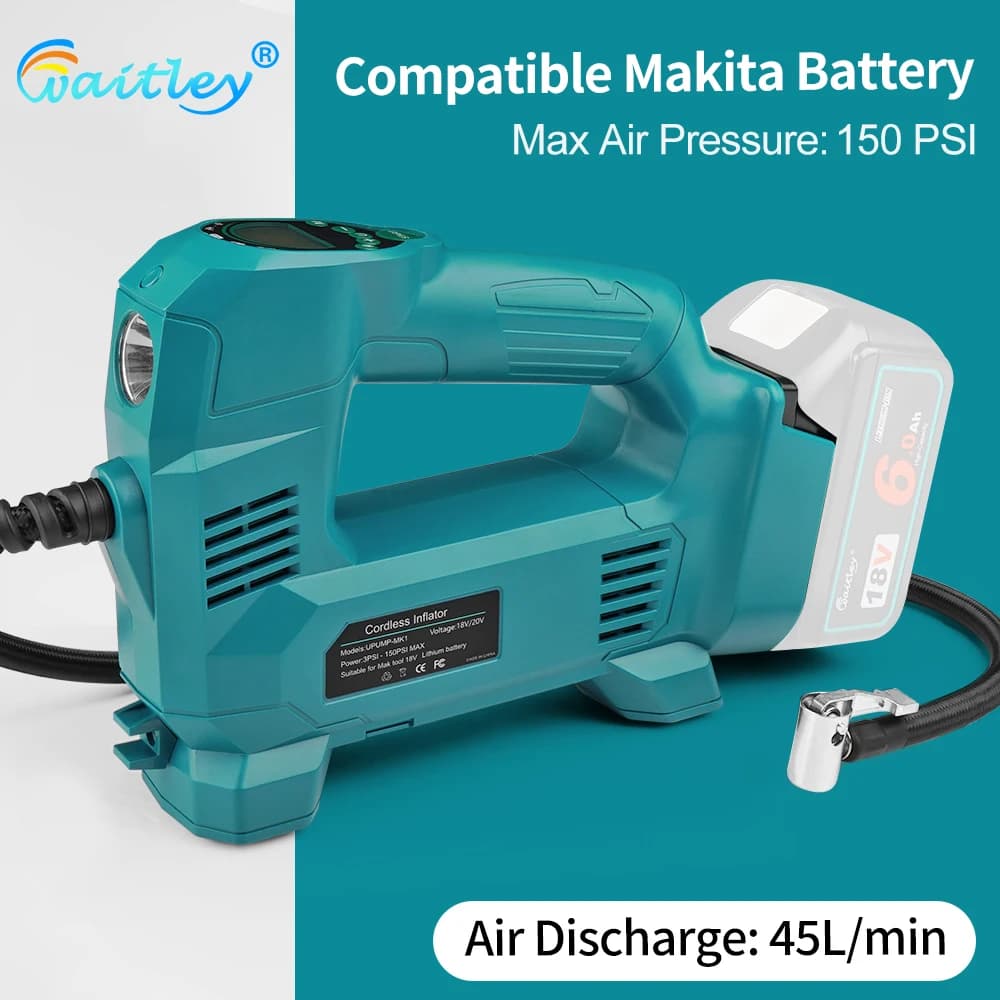 Waitley Air compressor portable air inflator for Car tyre/motorcycle/ bicycle/Outdoor Cordless Electric Pump/for Makita battery