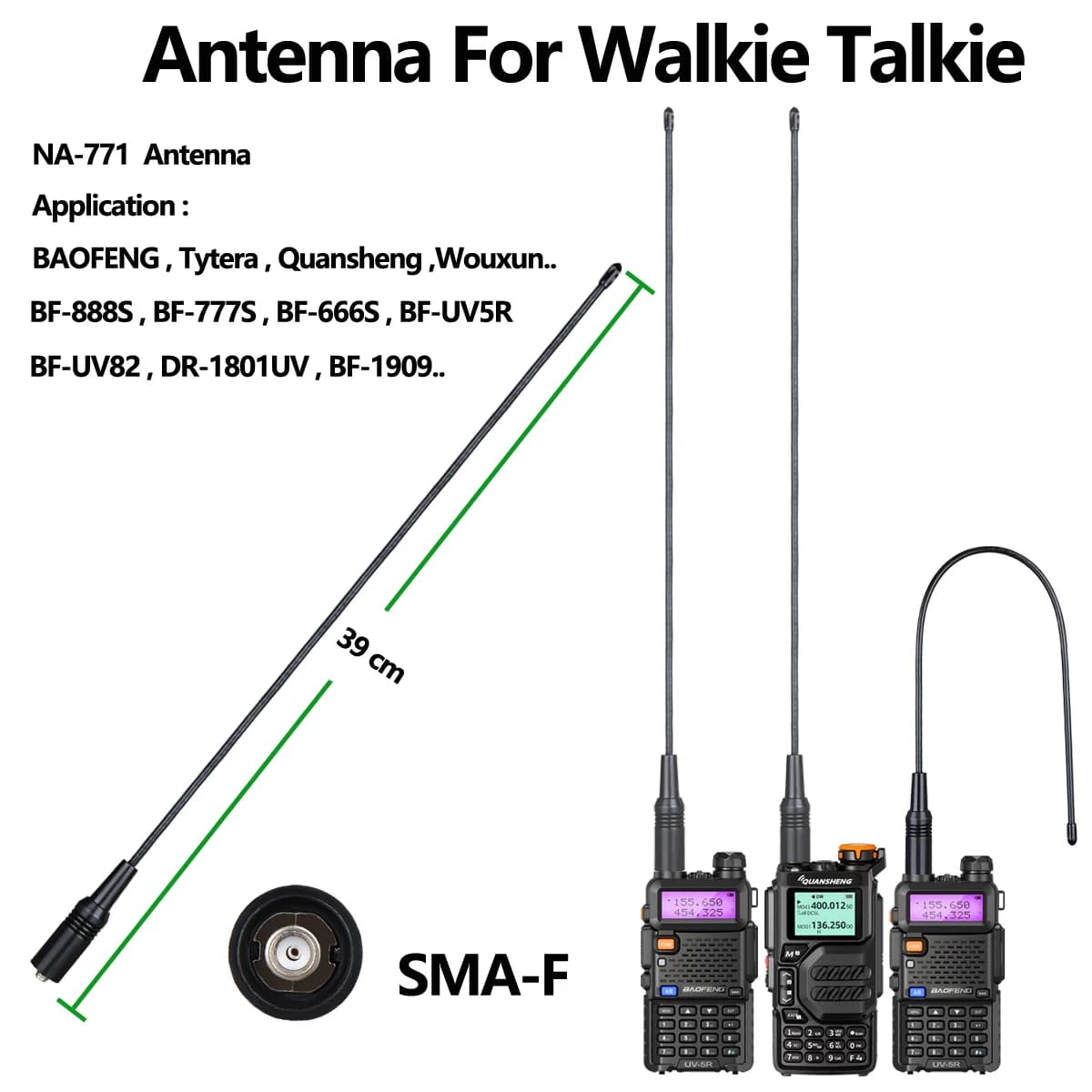 Quansheng UV-K5 NA-771 SMA-F UHF walkie-talkie antenna