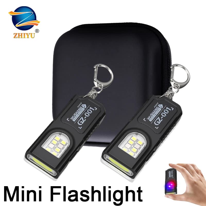 Powerful Mini COB LED Keychain Flashlight USB