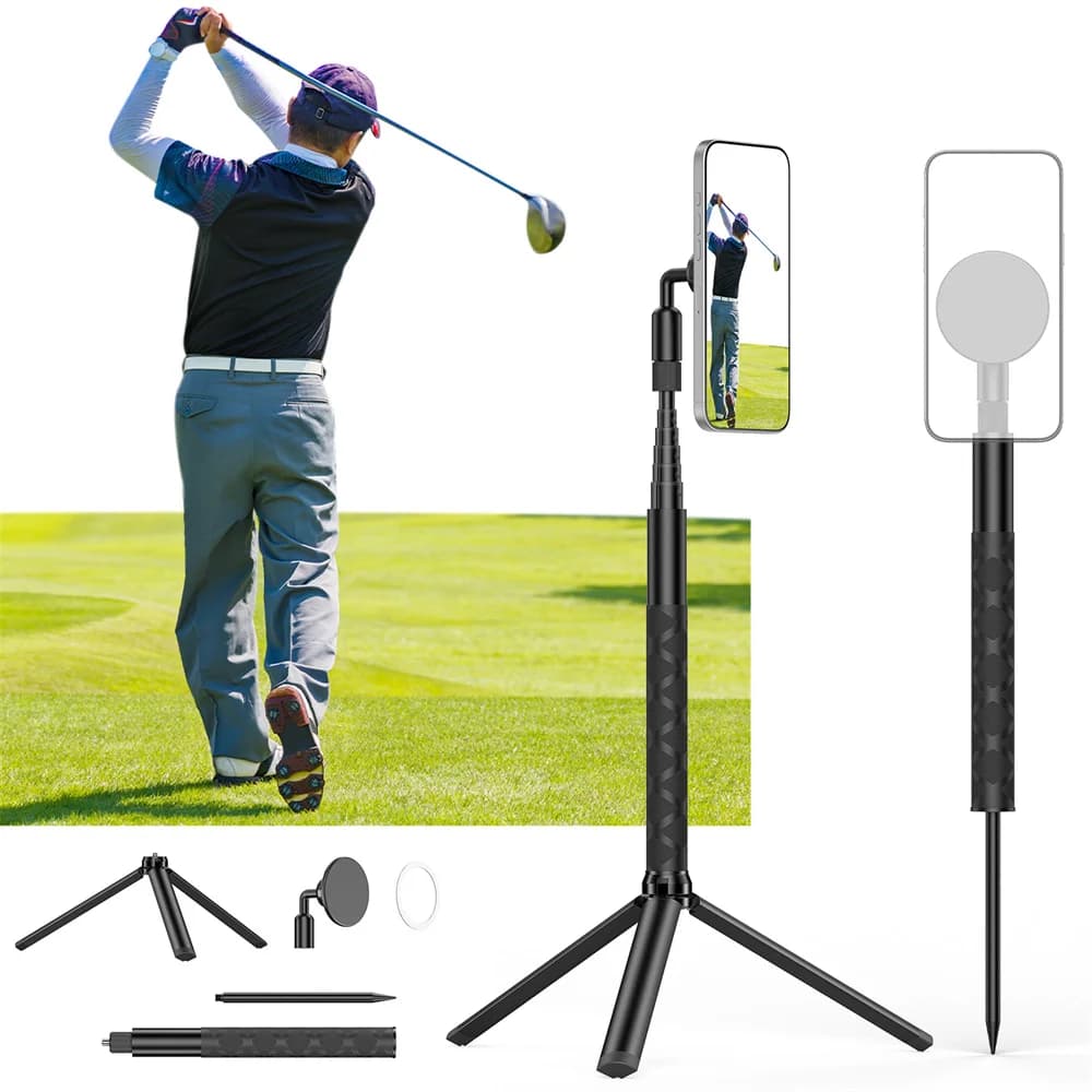 Aluminum Magnetic Golf Monopod Magnet Selfie Stick Golf Tripod Stand for Golf Traing Aid Swing Recording for Magsafe iPhone