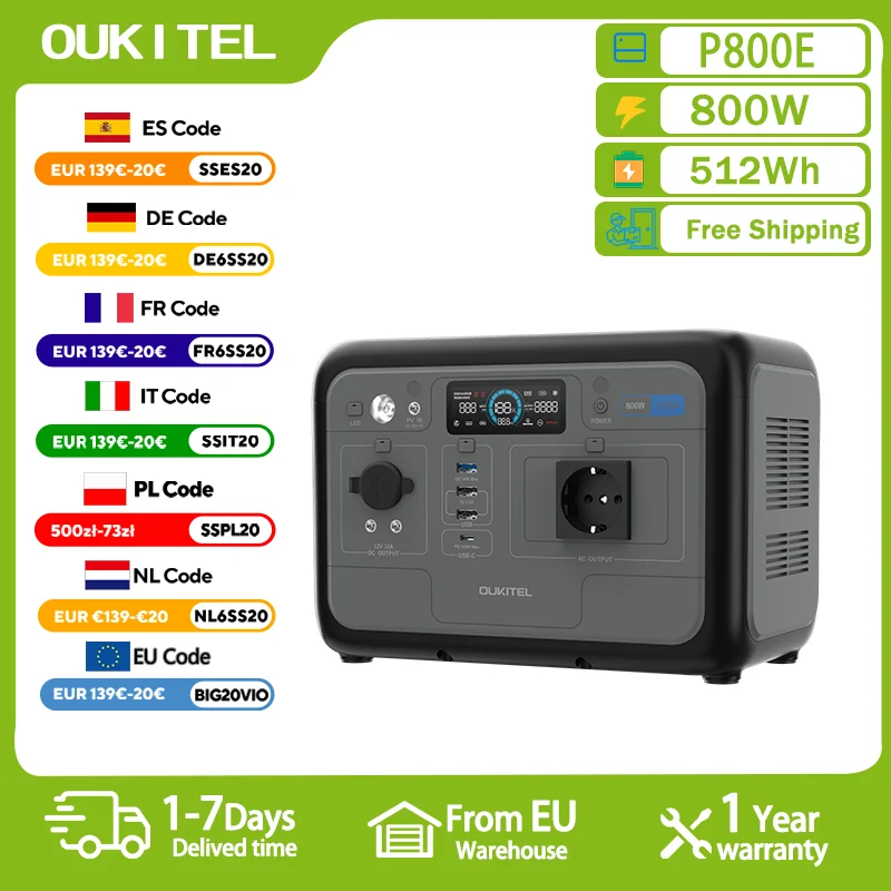 OUKITEL P800E Portable Power Station 800W Solar