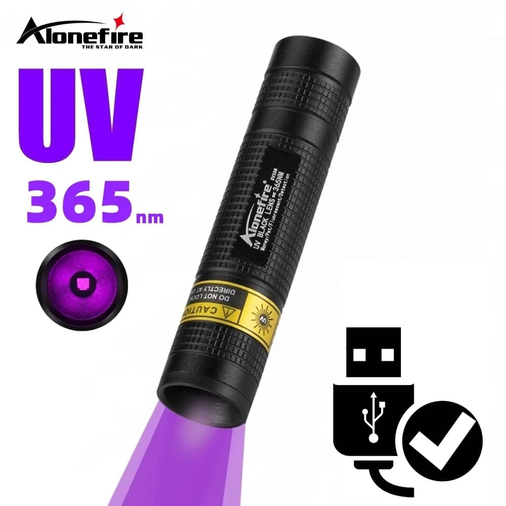 Mini 365 nm UV flashlight with USB charging