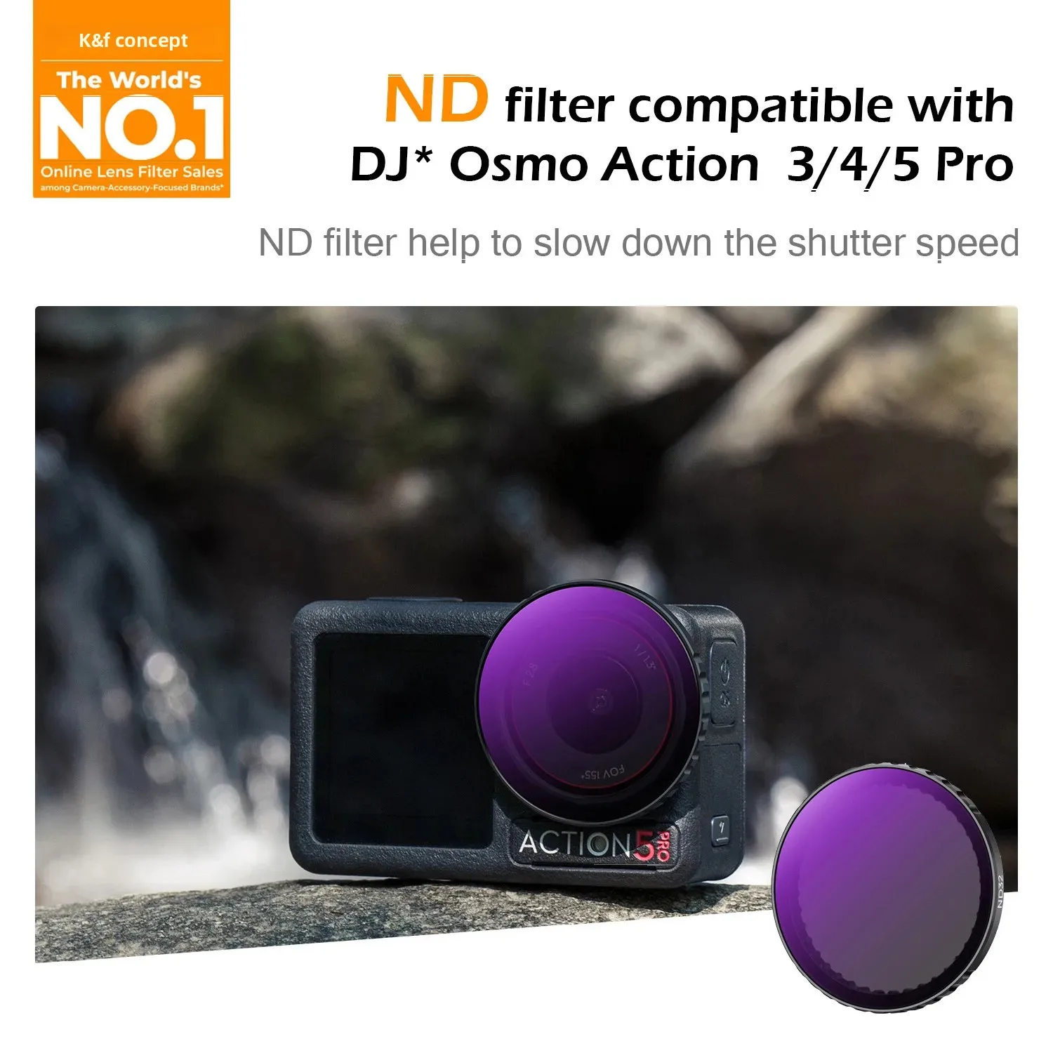 K&F CONCEPT Variable ND8/ND32/ND2-32/ND32-512 Filter for DJI Osmo Action 5 Pro 4 3 Multi-Coated Neutral Light Reduction Glass