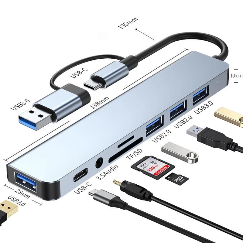Stacja dokująca 8 w 2 USB +
