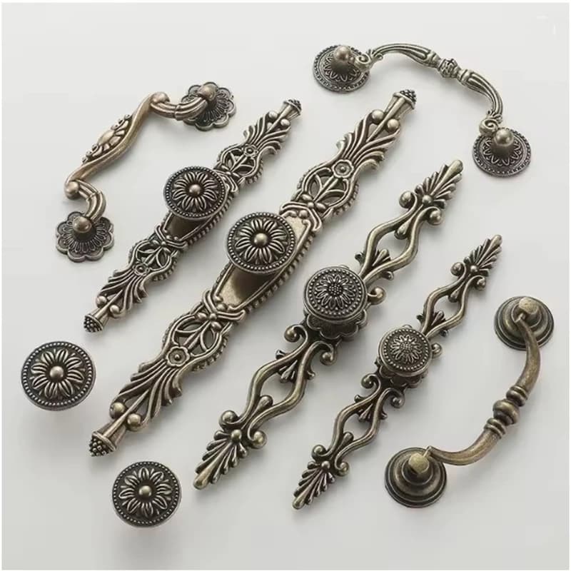Antique Drawer Knobs Bronze Kitchen Handles Bedroom Pulls Cabinet Door Handle Shoe Organizer Pulls Vintage Handles For Furniture