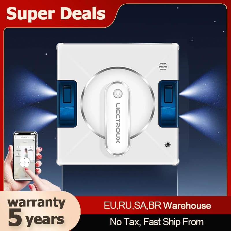 Robot Window Cleaner LIECTROUX YW509,4-Way Water Spray,Home Wall Glass Window Robot Vacuum Cleaner,Updated Laser,Smart Memory
