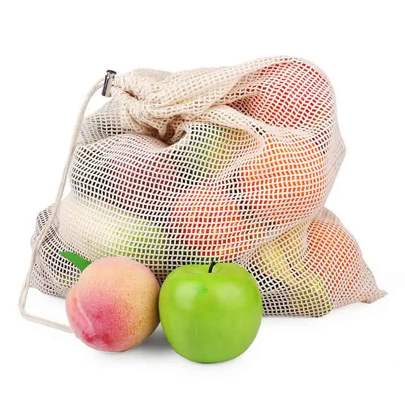 Reusable Mesh Bag Cotton Vegetable Bags Home Organization and Storage Eco Friendly Products Bag Organizer Machine Washable