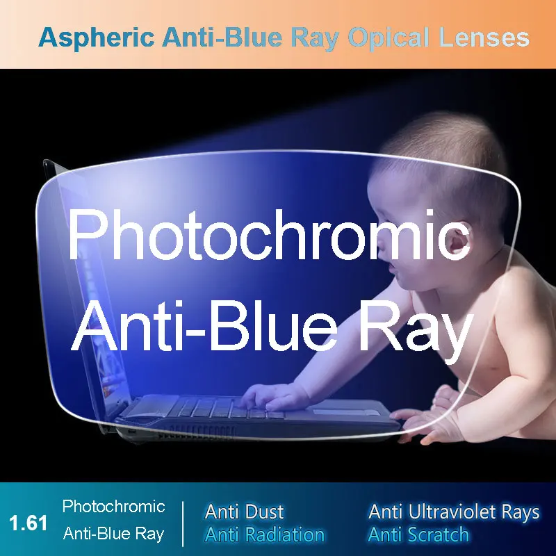 Praktyczne akcesorium Anti-Blue Ray Aspheric Photochromic Gray