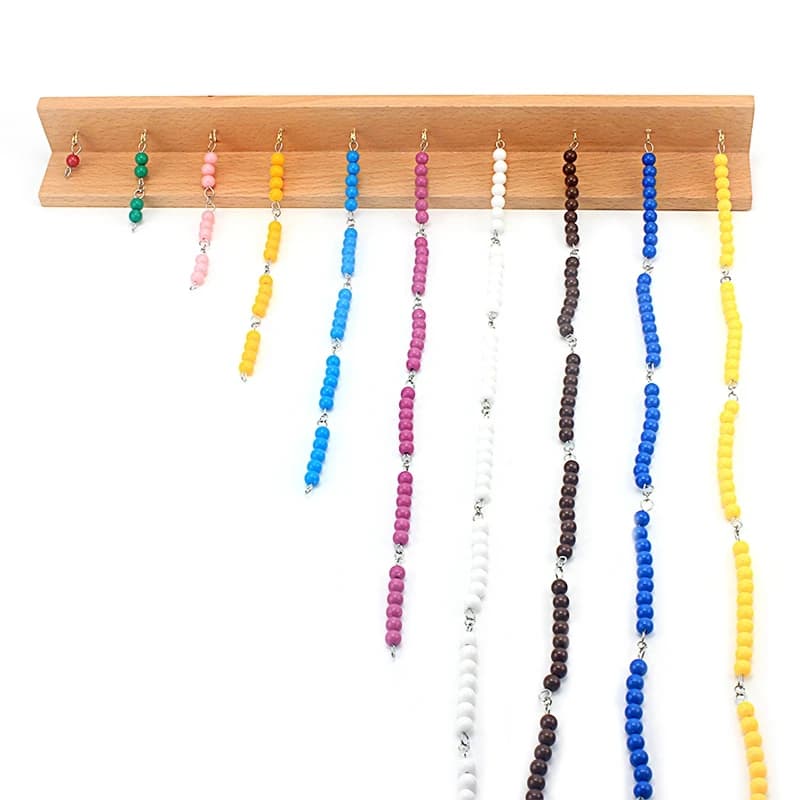 Baby Toys Montessori Colored Beads Chain Math Toys Colorful 1-10 Beads Games Toddler Beech Wood Preschool Training Learning Gift