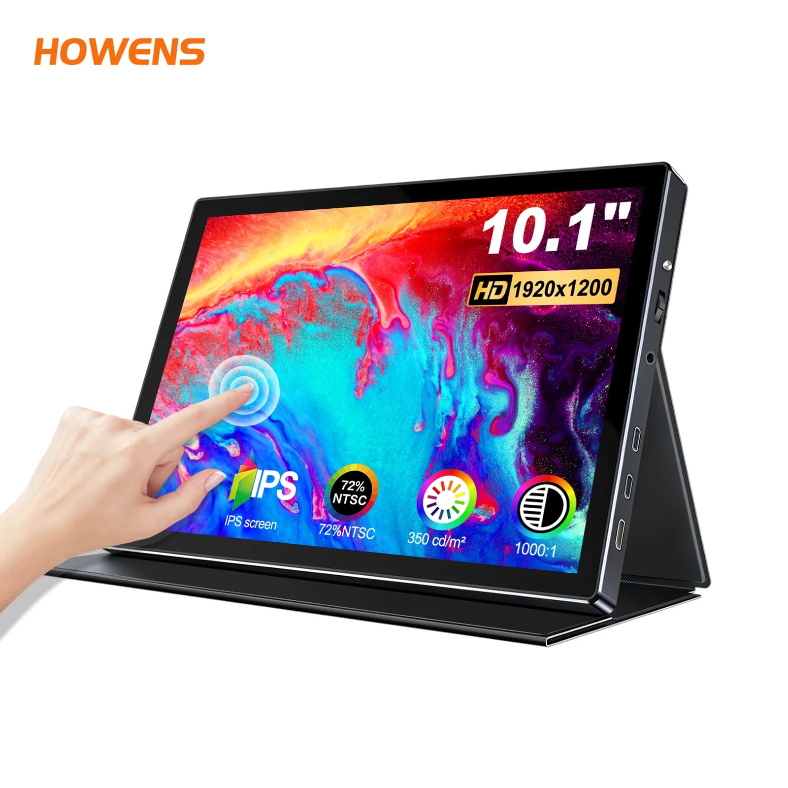 10.1" Thin Portable Monitor 1920*1200 HD 60Hz Touch Monitor Type-C HDMI for iPhone PC Mac Second Screen Touchscreen Display