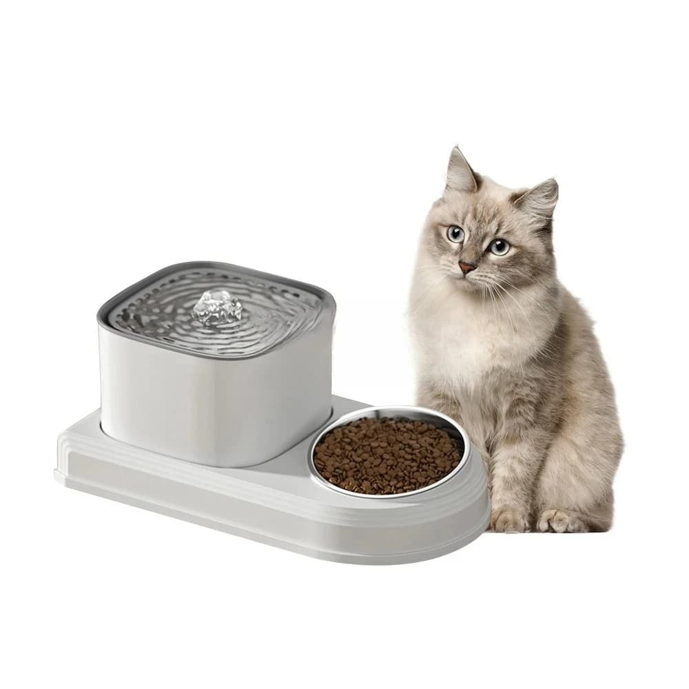 #Suitable For2 In 1 Pet Drinking Cat Feeder Automatic Water Dispenser Fountain With Filters And Food Bowl For Cats And Dogs