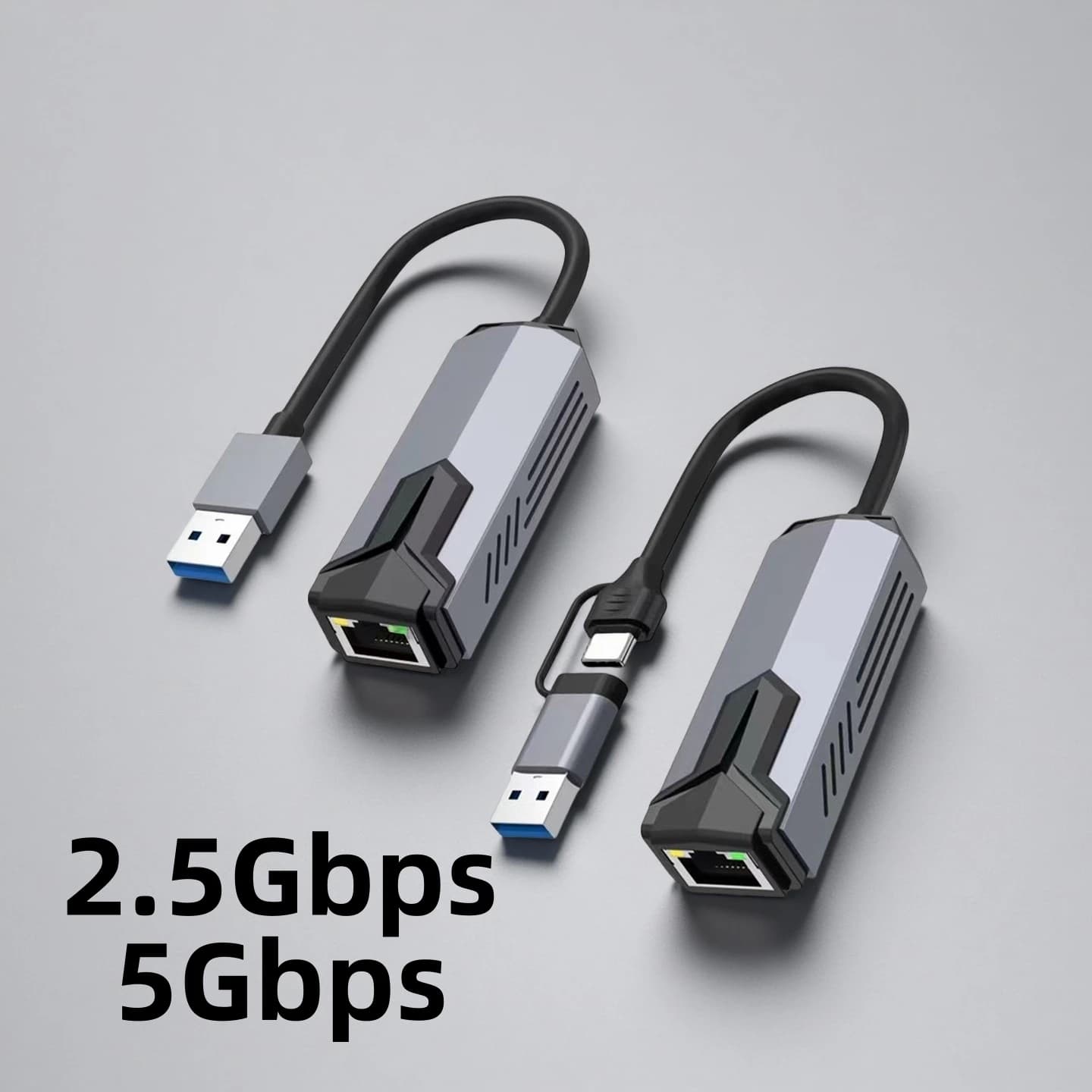 USB to 2.5G 5Gbps Ethernet Adapter Type C Thunderbolt4/3 to RJ45 Network Card Compatible for NAS Macbook Pro Windows11 PC Gaming