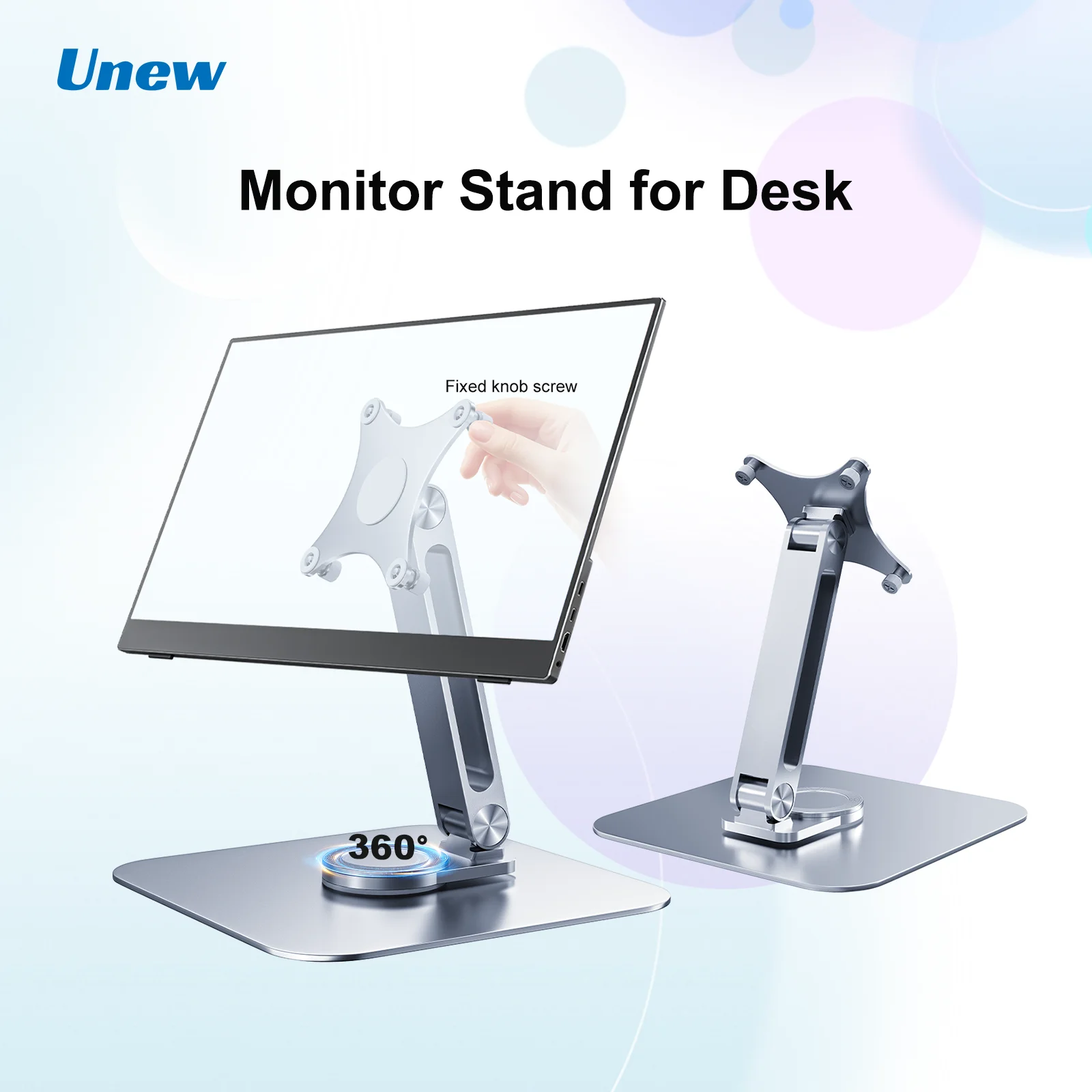 Portable Monitor Stand Aluminum Alloy Desktop 360° Rotation, VESA 75x75 Suitable for M4 Screws 5KG Load Capacity Ultra Stable