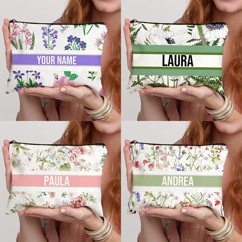 Custom Makeup Bag Trendy Canvas Travel Cosmetic Organizer Luxury Wedding Bridesmaid Gift Purse Vintage Brand Side Bag for Ladies