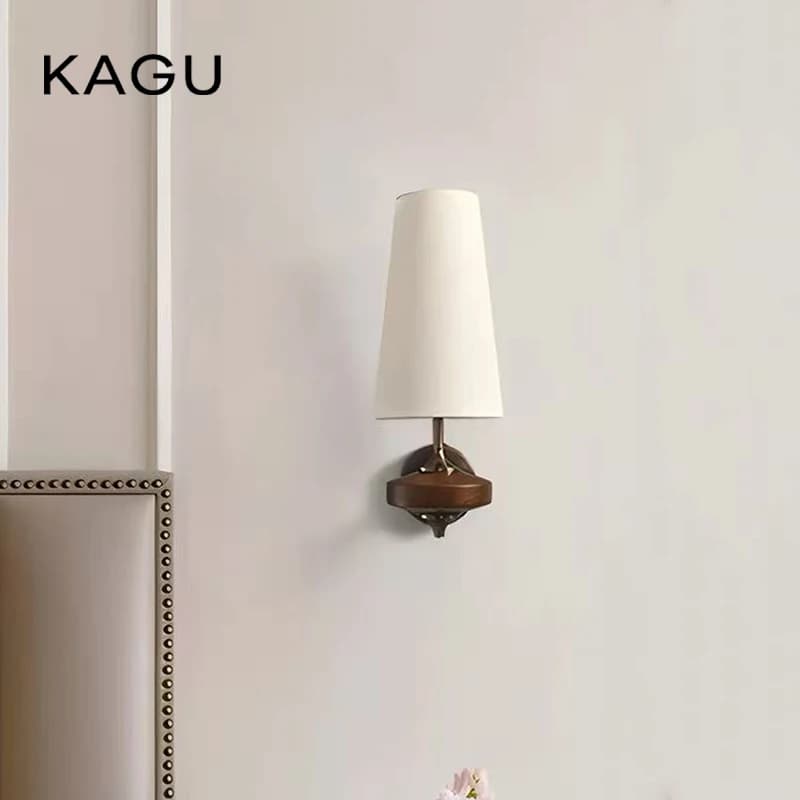 KAGU French Vintage Solid Wood Wall Lamp Retro Sconce For Bedroom Living Room Warm Rustic Home Lighting Bedside Fixture