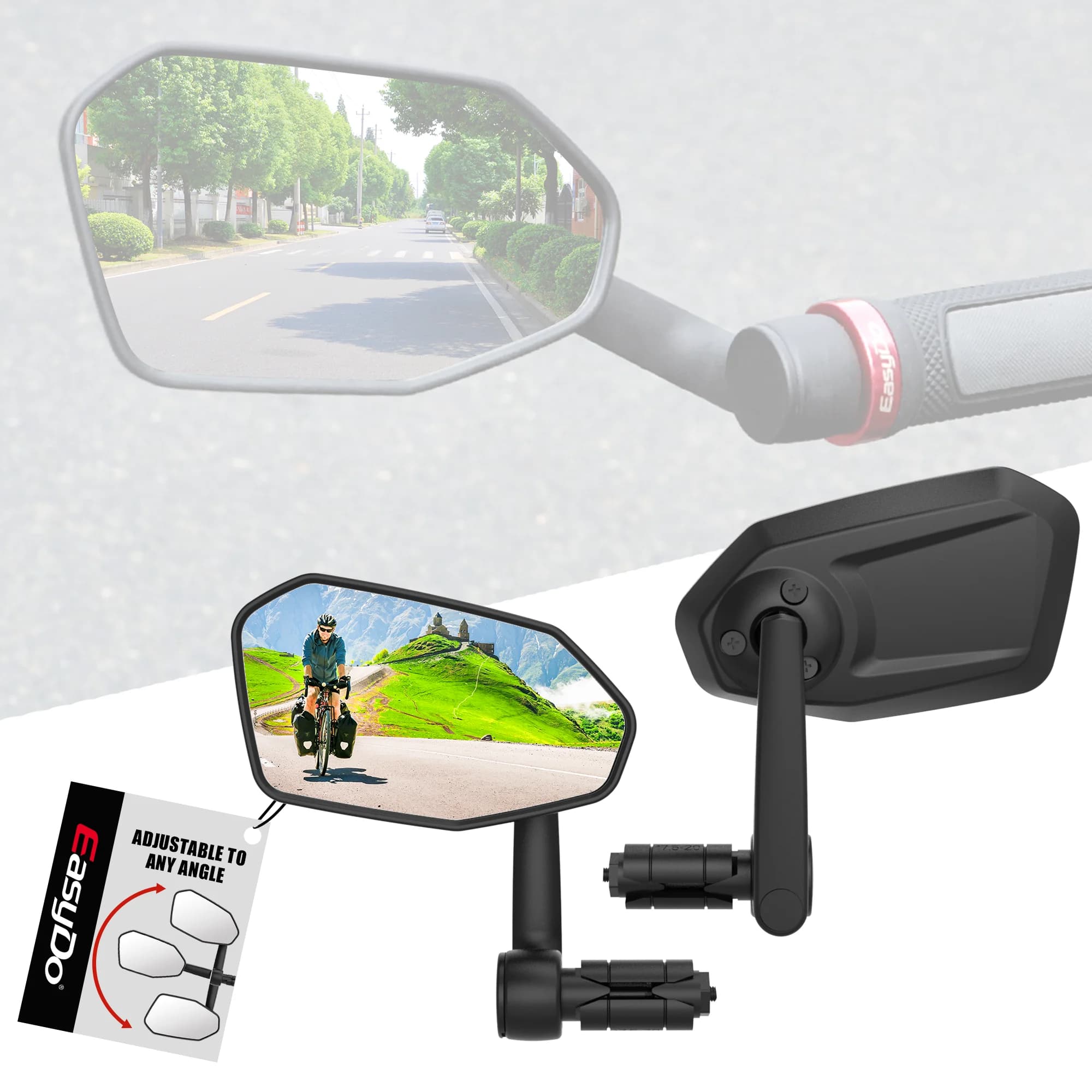 Easydo Bicycle Mirror 360 Adjustable Rotatable Handlebar Mirror Bar End Wide Range Durable Rearview Mirrors for Electric Scooter