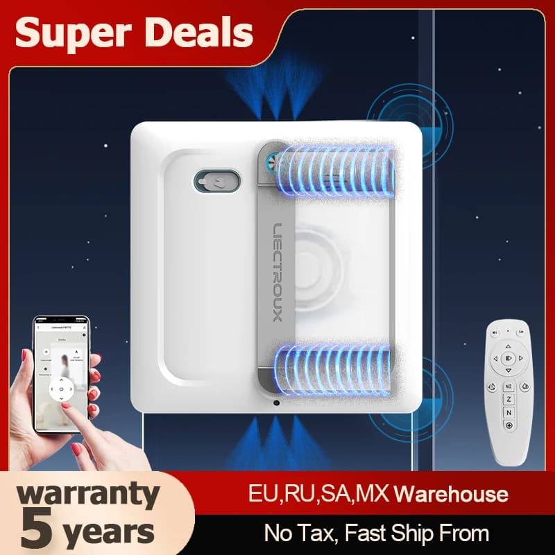 2026 Robot Window Vacuum Cleaner Liectroux S9,2 roller brusher,6-way water spray,10000PA Suction,Home Wall Glass Cleaning Robot