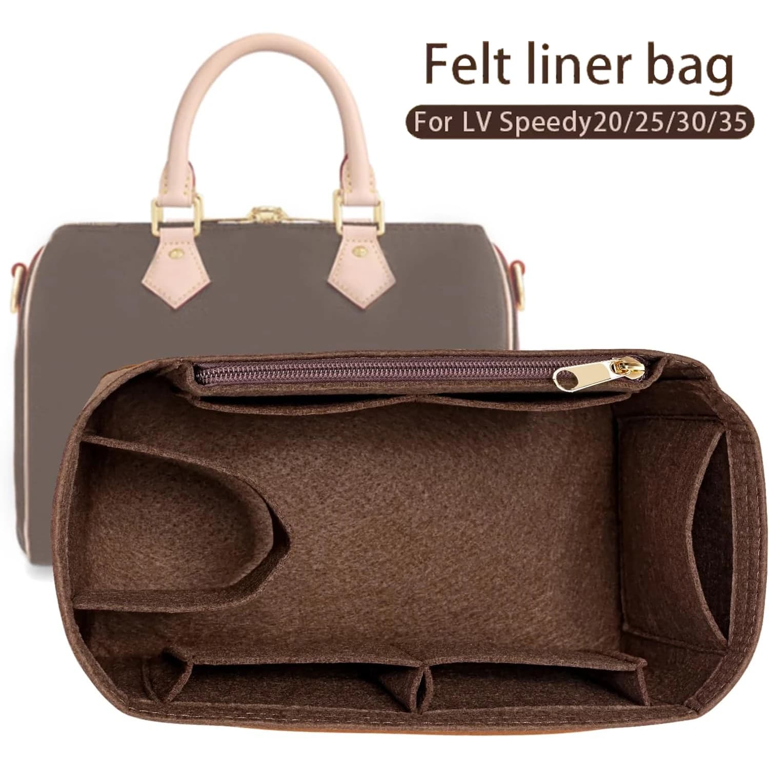Felt Insert Bag Organizer for LV Speedy 25 30 35 Flap Handbag Inner Bag Makeup Travel Purse Storage Tote Bag Accessories