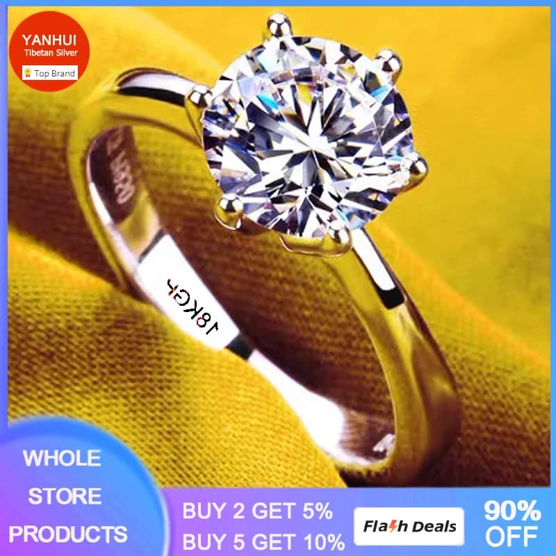 Big Promotion Authentic Tibetan Silver Rings Luxury 3 Layer White Gold Plated Wedding Band Fine Jewelry Zircon Rings for Women