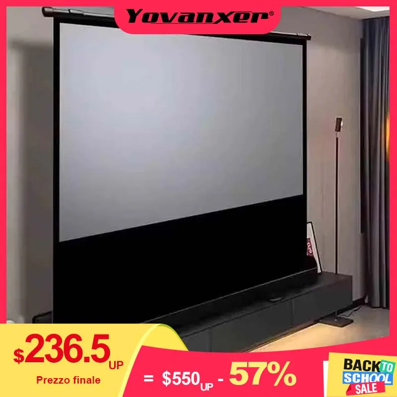 Universal Portable Floor Standing Pull Up Projection Screen Grey Fiber Glass for Normal / UST Projectors 4K 3D Support All Sizes