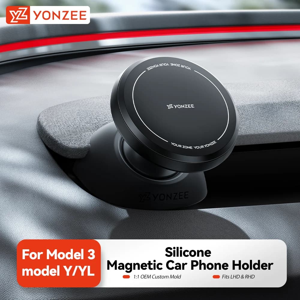 YZ for Tesla Car Phone Holder Model 3 Y YL Juniper Highland LHD RHD Silicone Magnetic Phone Mount Interior Accessories MagSafe
