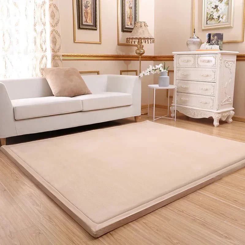 Thick Solid Color Rectangular Carpet For Living Room Ckildren Bedroom Play Rug Bay Window Soft Mat Baby Anti-fall Crawling Pads