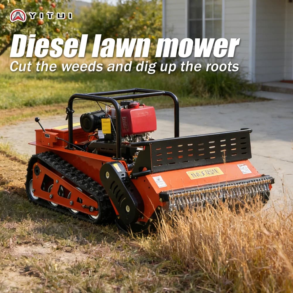 Customized Diesel Lawn Mower With Low Fuel Consumption And Powerful All Terrain Crawler For Lawn Mowing Robots