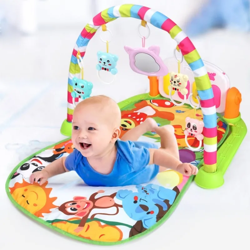 LazyChild Plastic Baby Fitness Piano Keyboard Mat Fitness Rack Newborn Play Blanket For Baby Indoor Crawling Activity Mat Toys